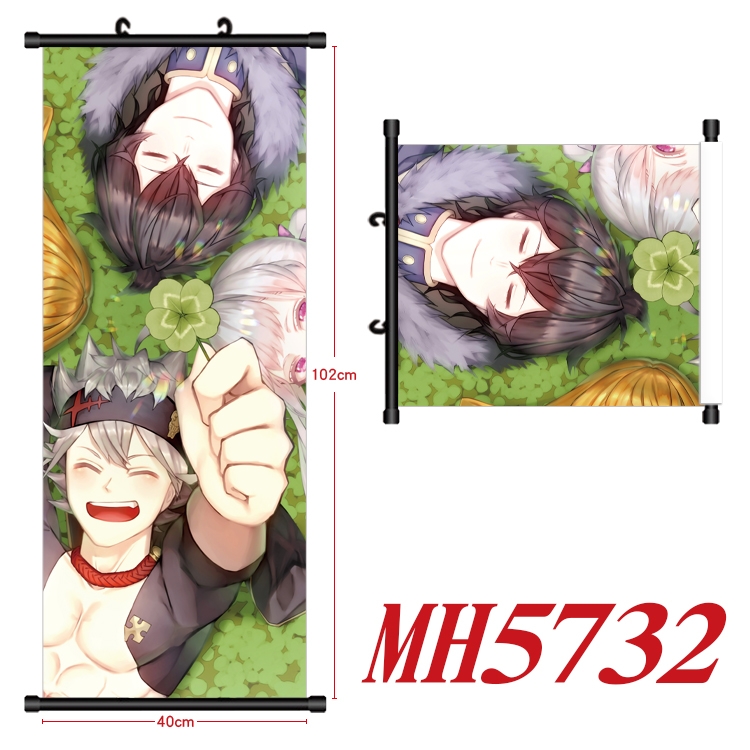 black clover Anime black Plastic rod Cloth painting Wall Scroll 40X102CM MH5732A