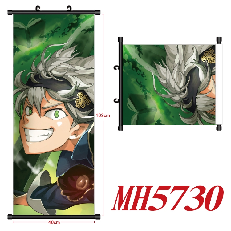 black clover Anime black Plastic rod Cloth painting Wall Scroll 40X102CM  MH5730A