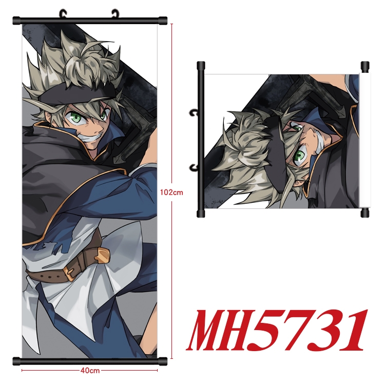 black clover Anime black Plastic rod Cloth painting Wall Scroll 40X102CM MH5731A