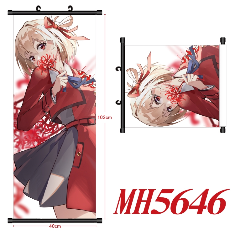 Lycoris Recoil  Anime black Plastic rod Cloth painting Wall Scroll 40X102CM  MH5646A