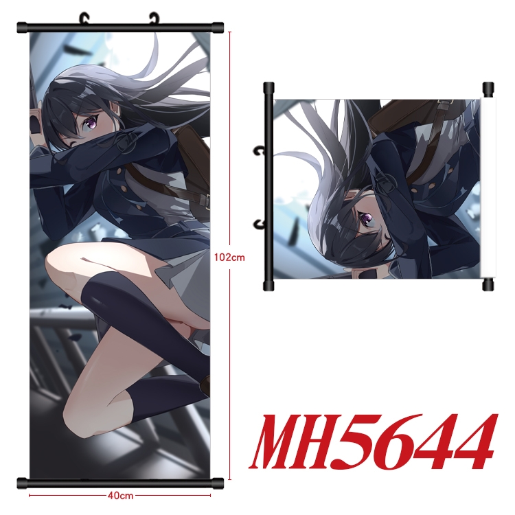 Lycoris Recoil  Anime black Plastic rod Cloth painting Wall Scroll 40X102CM MH5644A