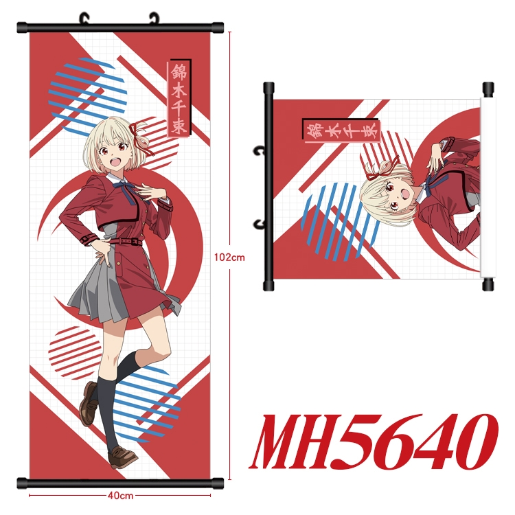Lycoris Recoil  Anime black Plastic rod Cloth painting Wall Scroll 40X102CM MH5640A