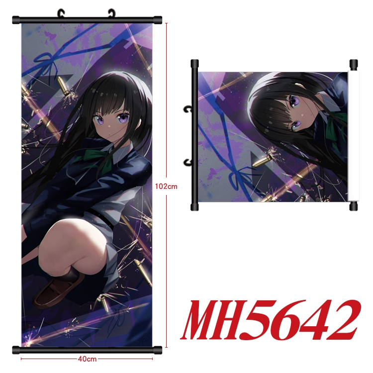 Lycoris Recoil  Anime black Plastic rod Cloth painting Wall Scroll 40X102CM MH5642A