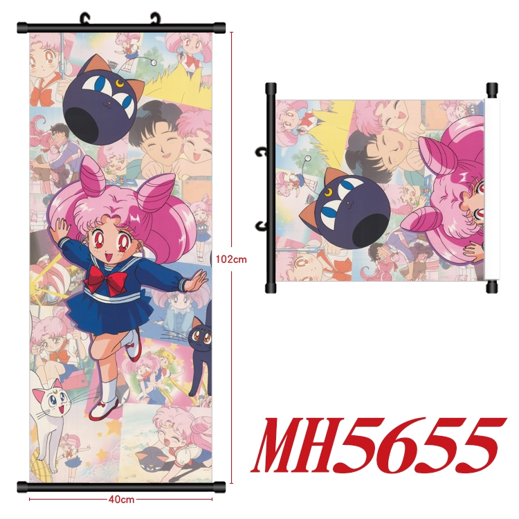 sailormoon Anime black Plastic rod Cloth painting Wall Scroll 40X102CM MH5655A