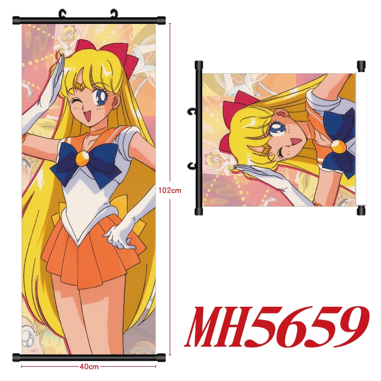 sailormoon Anime black Plastic rod Cloth painting Wall Scroll 40X102CM  MH5659A