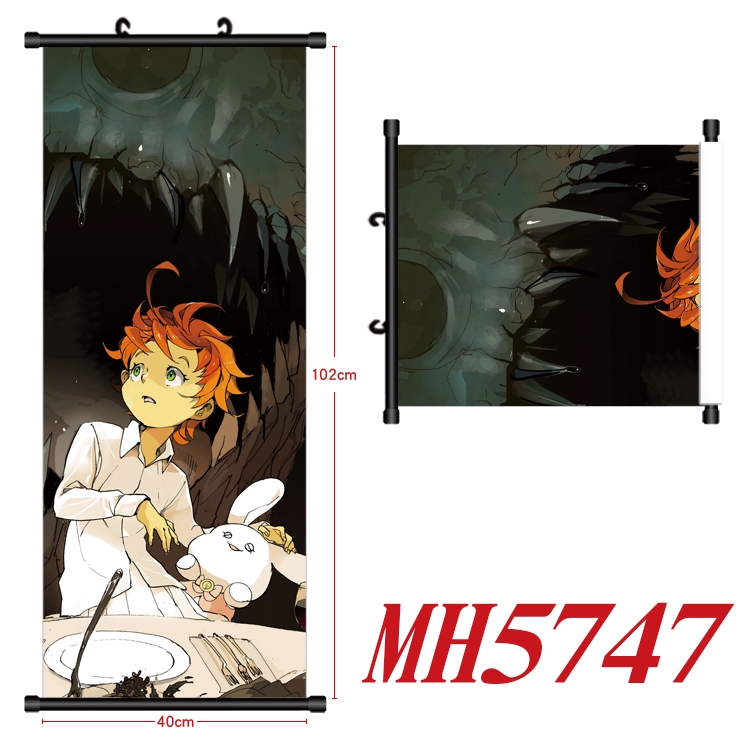 The Promised Neverla Anime black Plastic rod Cloth painting Wall Scroll 40X102CM MH5747A