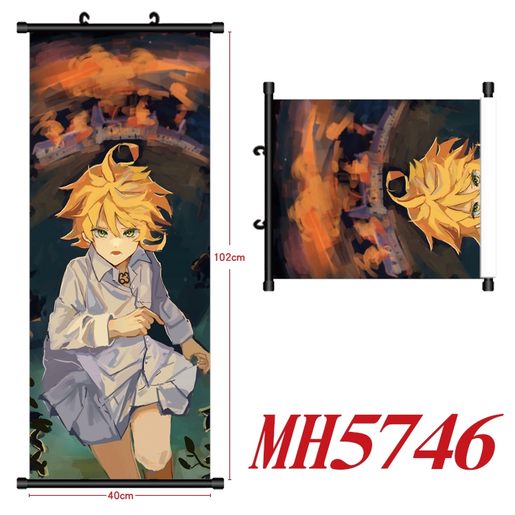 The Promised Neverla Anime black Plastic rod Cloth painting Wall Scroll 40X102CM MH5746A