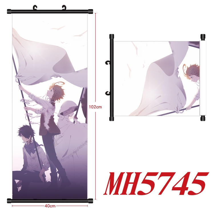 The Promised Neverla Anime black Plastic rod Cloth painting Wall Scroll 40X102CM MH5745A