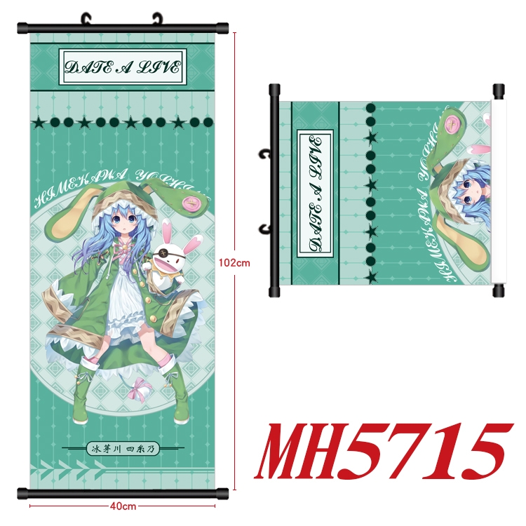Date-A-Live Anime black Plastic rod Cloth painting Wall Scroll 40X102CM  MH5715A