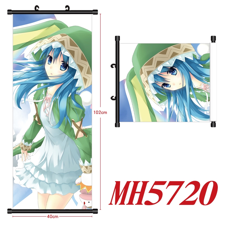 Date-A-Live Anime black Plastic rod Cloth painting Wall Scroll 40X102CM MH5720A