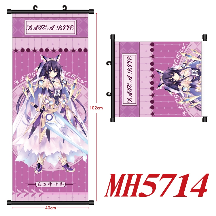 Date-A-Live Anime black Plastic rod Cloth painting Wall Scroll 40X102CM  MH5714A