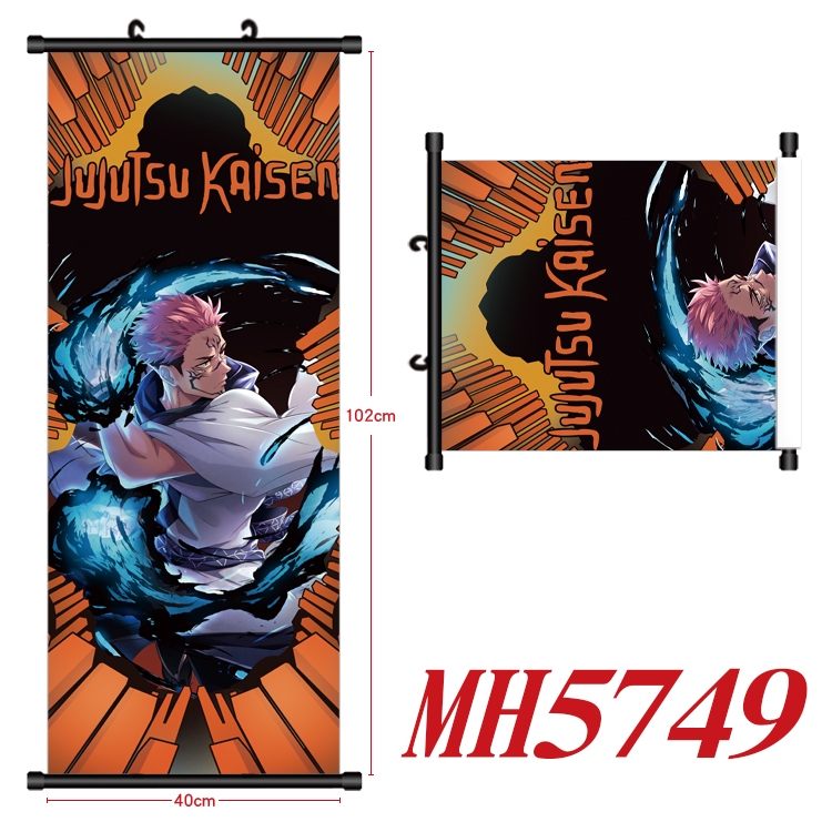 Jujutsu Kaisen Anime black Plastic rod Cloth painting Wall Scroll 40X102CM MH5749A