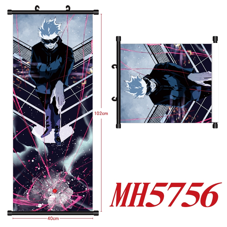 Jujutsu Kaisen Anime black Plastic rod Cloth painting Wall Scroll 40X102CM  MH5756A