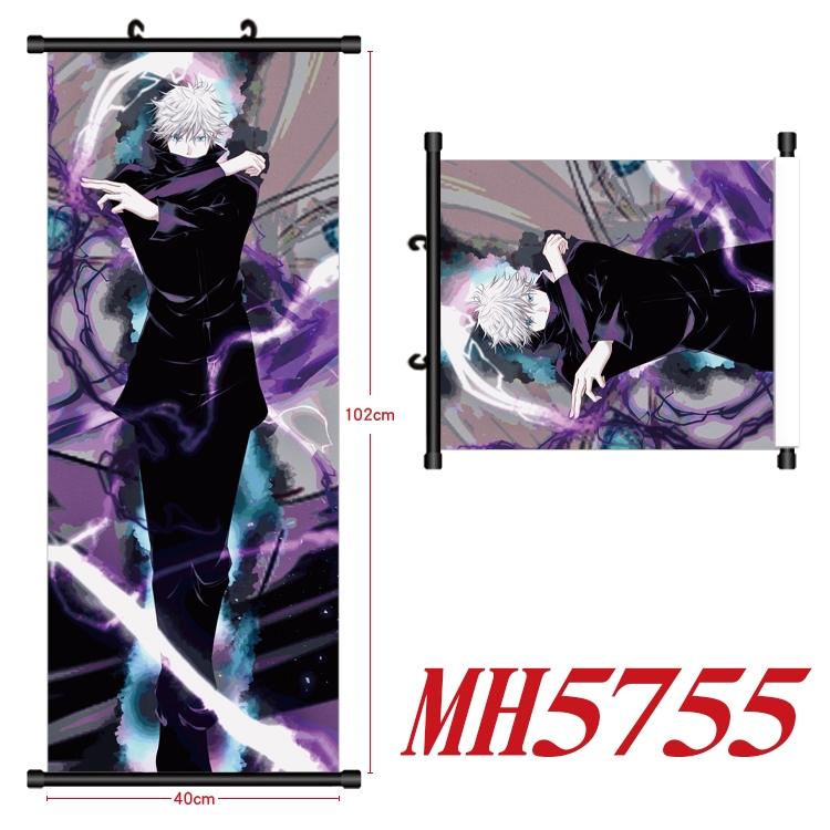 Jujutsu Kaisen Anime black Plastic rod Cloth painting Wall Scroll 40X102CM MH5755A