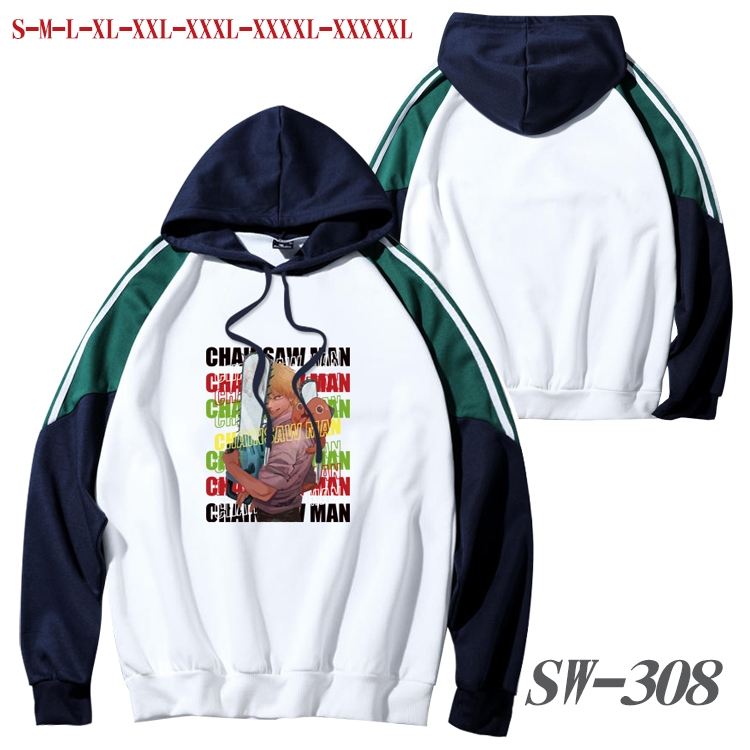 Chainsaw man Anime color contrast sweater pullover Hoodie from S to 5XL