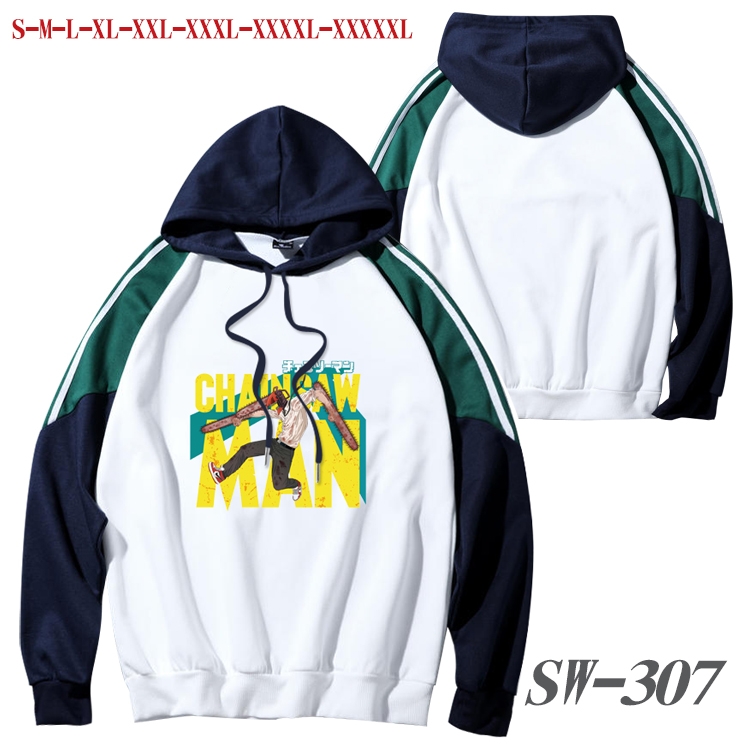 Chainsaw man Anime color contrast sweater pullover Hoodie from S to 5XL