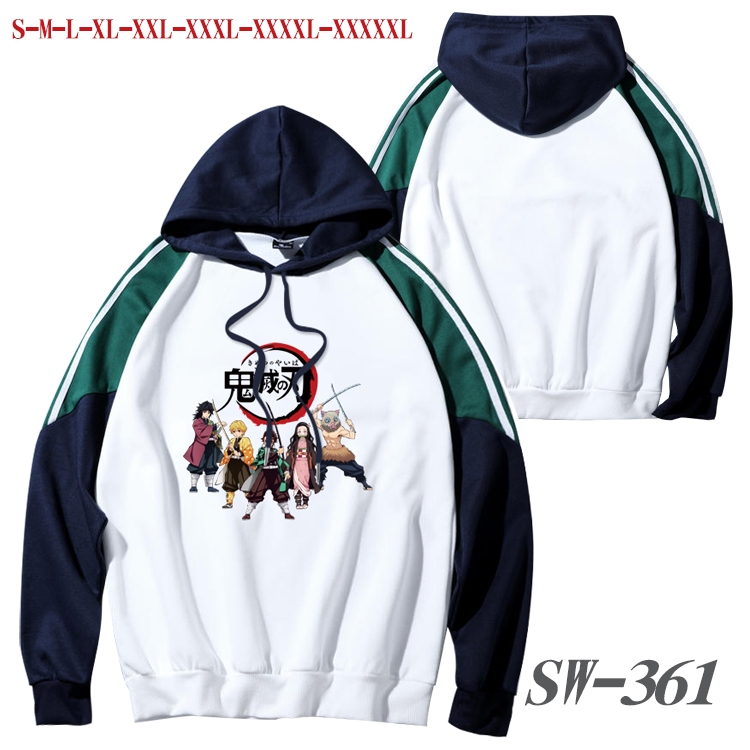 Demon Slayer Kimets Anime color contrast sweater pullover Hoodie from S to 5XL