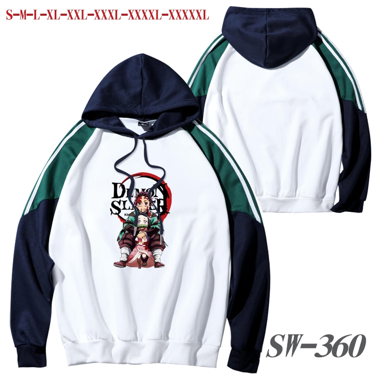 Demon Slayer Kimets Anime color contrast sweater pullover Hoodie from S to 5XL