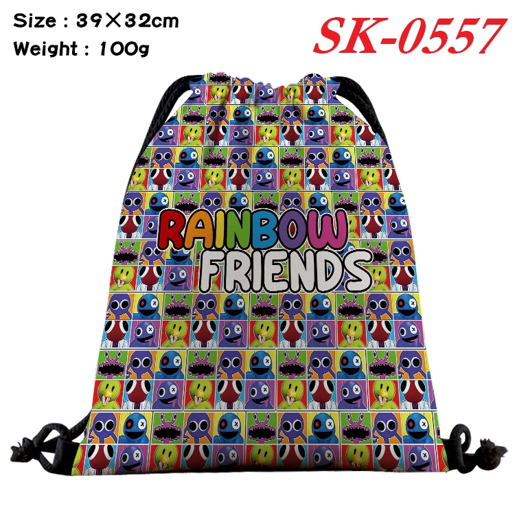 Rainbow friends cartoon Waterproof Nylon Full Color Drawstring Pocket 39x32cm  SK-0557