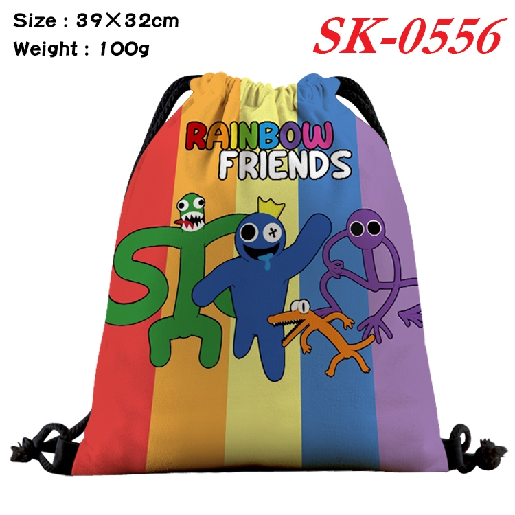 Rainbow friends cartoon Waterproof Nylon Full Color Drawstring Pocket 39x32cm   SK-0556 