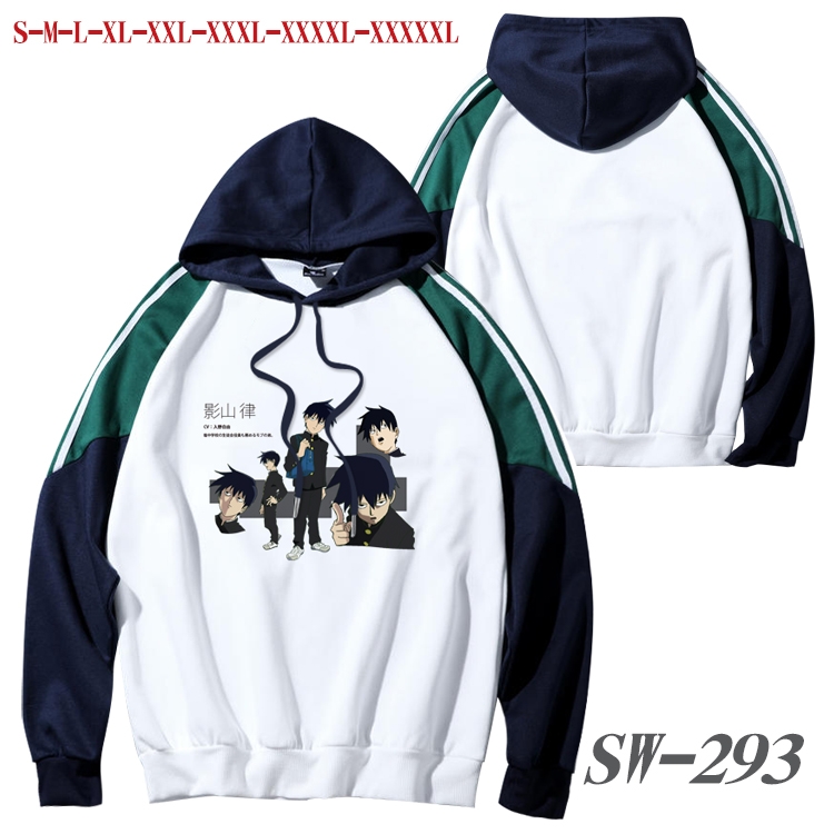 Mob Psycho 100 Anime color contrast sweater pullover Hoodie from S to 5XL SW-293