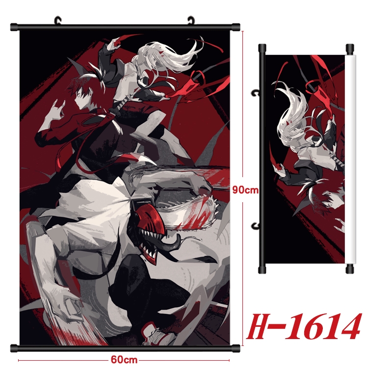 Chainsaw man Anime Black Plastic Rod Canvas Painting 60X90CM H-1614A