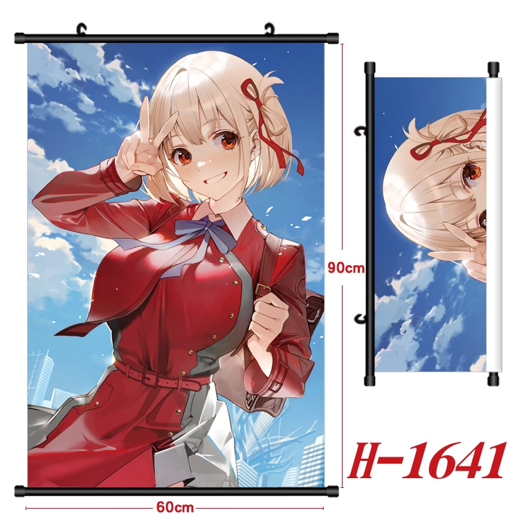 Lycoris Recoil Anime Black Plastic Rod Canvas Painting 60X90CM  H-1641A