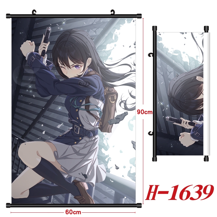 Lycoris Recoil Anime Black Plastic Rod Canvas Painting 60X90CM H-1639A