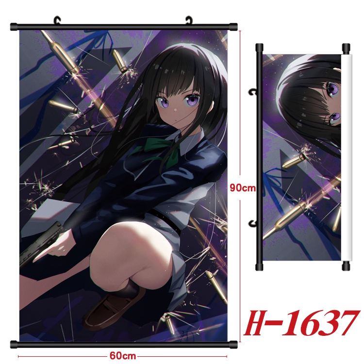 Lycoris Recoil Anime Black Plastic Rod Canvas Painting 60X90CM H-1637A