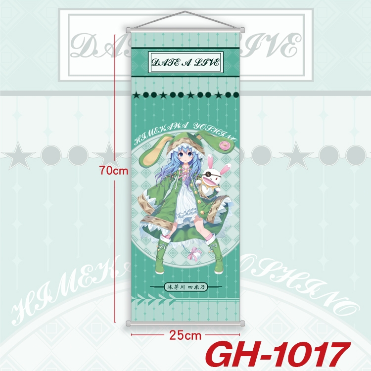 Date-A-Live Plastic Rod Cloth Small Hanging Canvas Painting 25x70cm price for 5 pcs  GH-1017A