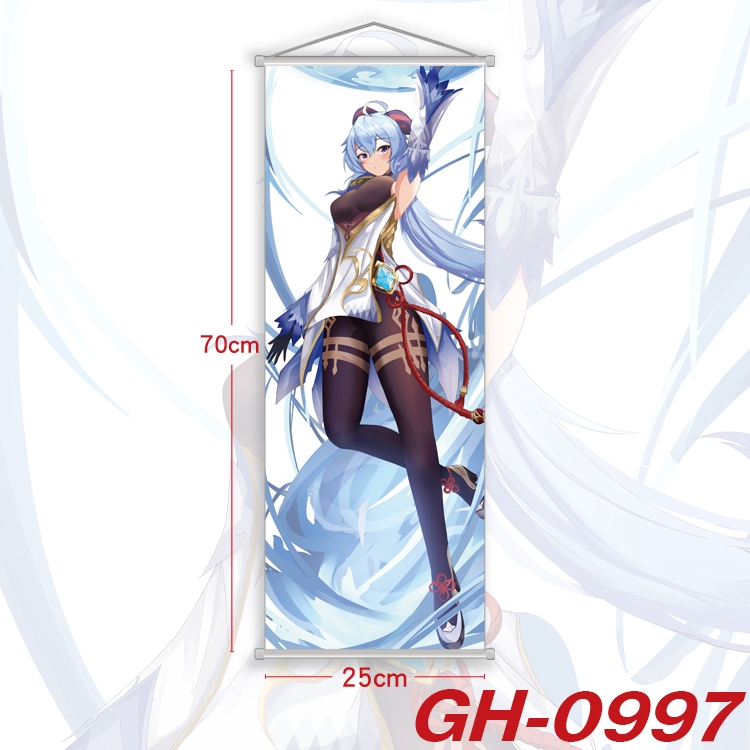 Genshin Impact Plastic Rod Cloth Small Hanging Canvas Painting 25x70cm price for 5 pcs GH-0997A