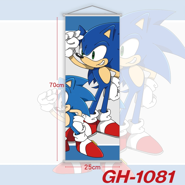 Sonic The Hedgehog Plastic Rod Cloth Small Hanging Canvas Painting 25x70cm price for 5 pcs GH-1081A