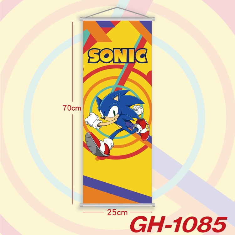 Sonic The Hedgehog Plastic Rod Cloth Small Hanging Canvas Painting 25x70cm price for 5 pcs GH-1085A