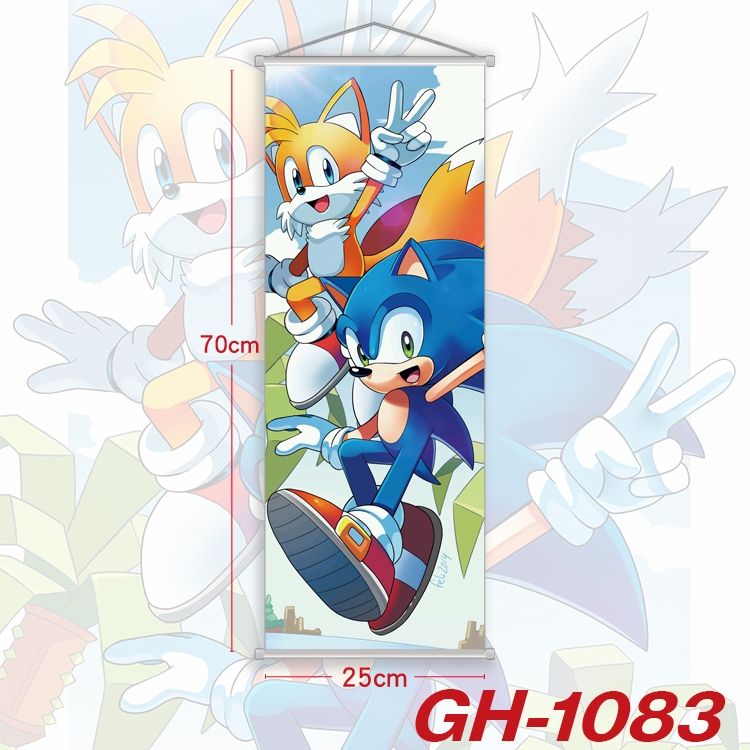 Sonic The Hedgehog Plastic Rod Cloth Small Hanging Canvas Painting 25x70cm price for 5 pcs GH-1083A
