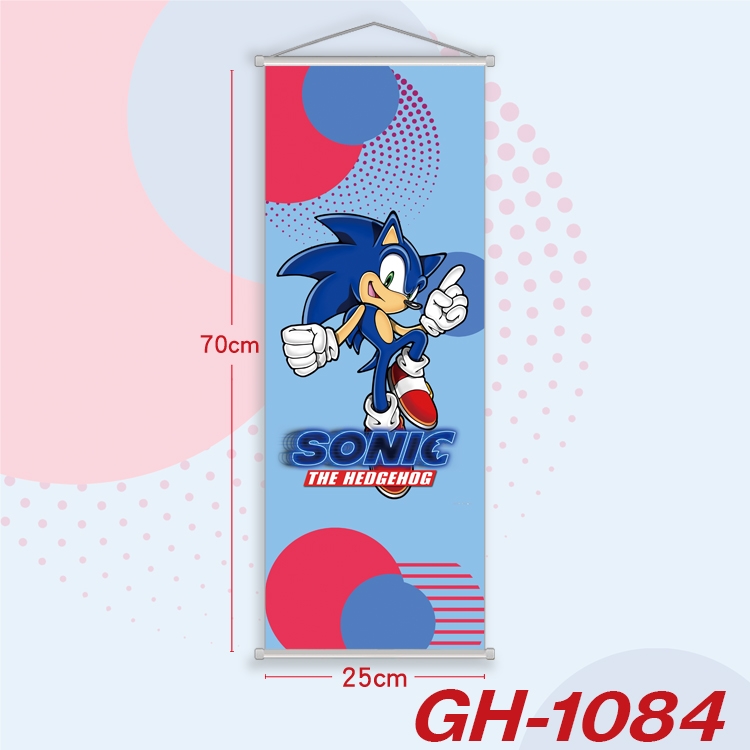 Sonic The Hedgehog Plastic Rod Cloth Small Hanging Canvas Painting 25x70cm price for 5 pcs GH-1084A