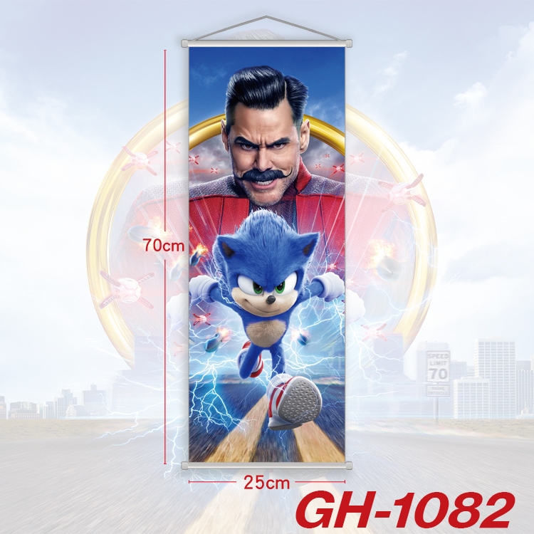 Sonic The Hedgehog Plastic Rod Cloth Small Hanging Canvas Painting 25x70cm price for 5 pcs GH-1082A