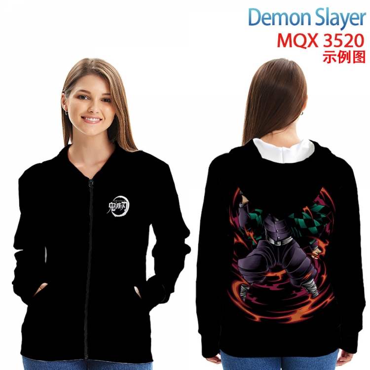 Demon Slayer Kimets Anime Zip patch pocket sweatshirt jacket Hoodie from 2XS to 4XL MQX 3520