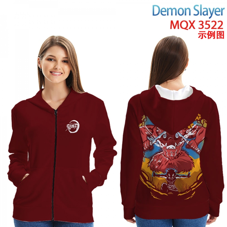 Demon Slayer Kimets Anime Zip patch pocket sweatshirt jacket Hoodie from 2XS to 4XL MQX 3522