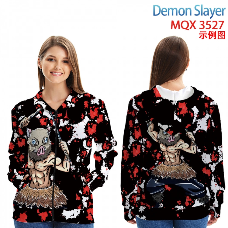 Demon Slayer Kimets Anime Zip patch pocket sweatshirt jacket Hoodie from 2XS to 4XL MQX 3527