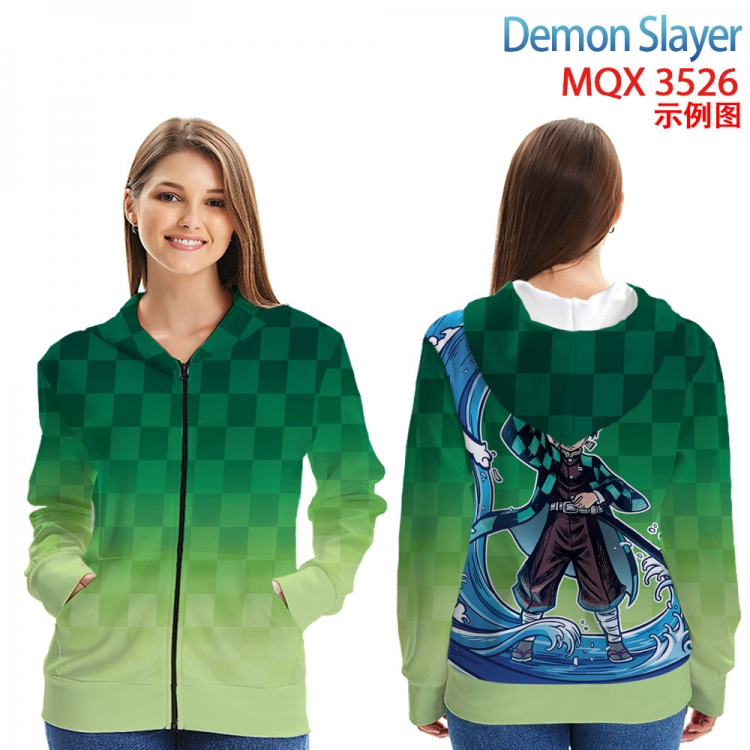 Demon Slayer Kimets Anime Zip patch pocket sweatshirt jacket Hoodie from 2XS to 4XL MQX 3526