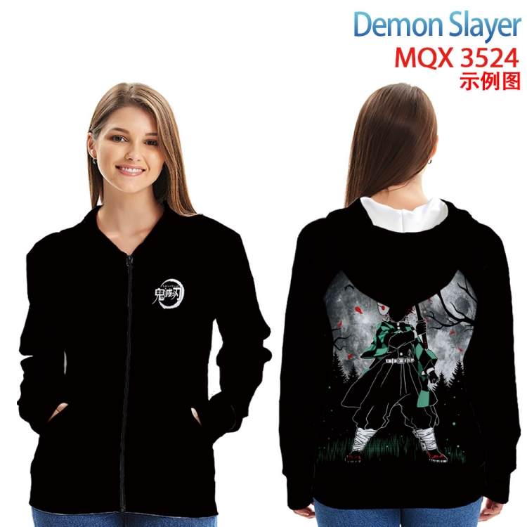 Demon Slayer Kimets Anime Zip patch pocket sweatshirt jacket Hoodie from 2XS to 4XL MQX 3524