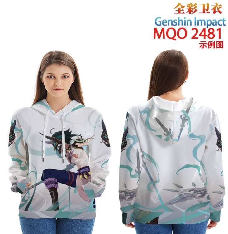 Genshin Impact Long Sleeve Hooded Full Color Patch Pocket Sweatshirt from XXS to 4XL MQO-2481