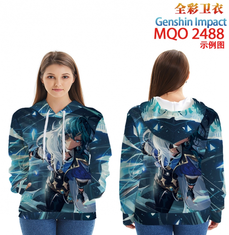 Genshin Impact Long Sleeve Hooded Full Color Patch Pocket Sweatshirt from XXS to 4XL MQO-2488