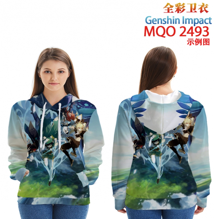 Genshin Impact Long Sleeve Hooded Full Color Patch Pocket Sweatshirt from XXS to 4XL MQO-2493