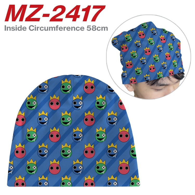 Rainbow friends Anime flannel full color hat cosplay men's and women's knitted hats 58cm MZ-2417