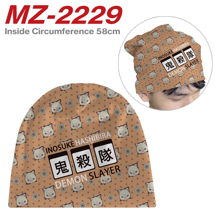 Demon Slayer Kimets Anime flannel full color hat cosplay men's and women's knitted hats 58cm MZ-2229