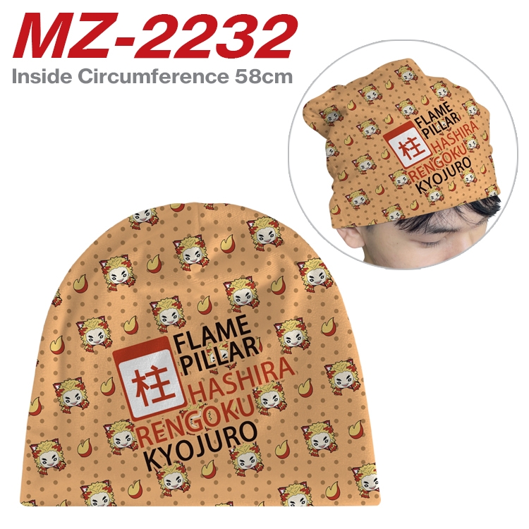 Demon Slayer Kimets Anime flannel full color hat cosplay men's and women's knitted hats 58cm MZ-2232