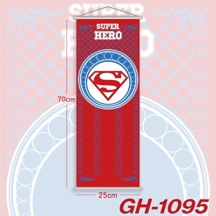 Superhero Plastic Rod Cloth Small Hanging Canvas Painting 25x70cm price for 5 pcs GH-1095A