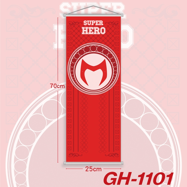 Superhero Plastic Rod Cloth Small Hanging Canvas Painting 25x70cm price for 5 pcs GH-1101A