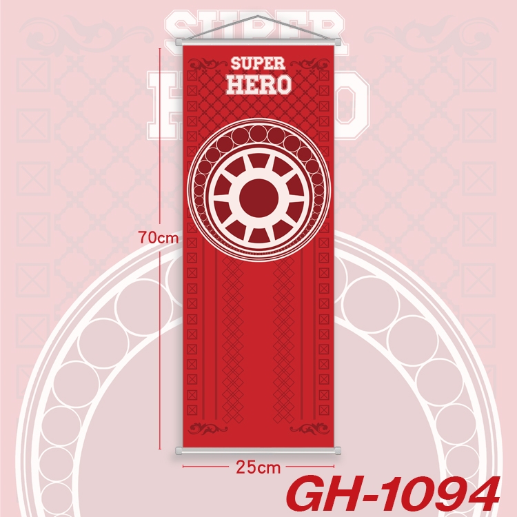 Superhero Plastic Rod Cloth Small Hanging Canvas Painting 25x70cm price for 5 pcs GH-1094A